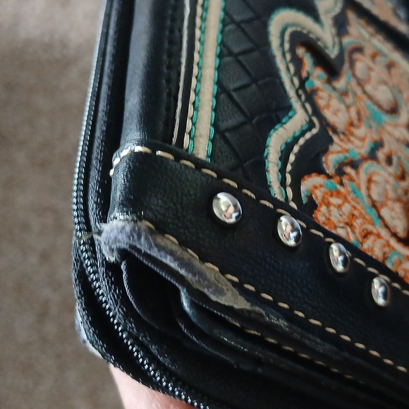 Montana west  black leather trifold wallet - Picture 15 of 16